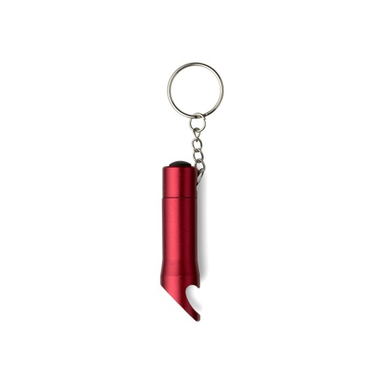 Брелок із відкривачем для пляшок та світлодіодним світлом, колір червоний - V4194-05