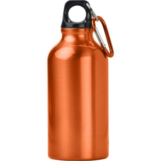 Пляшка для води Voyager, з карабіном, алюмінієва, 400 мл, колір помаранчевий - V4659-07