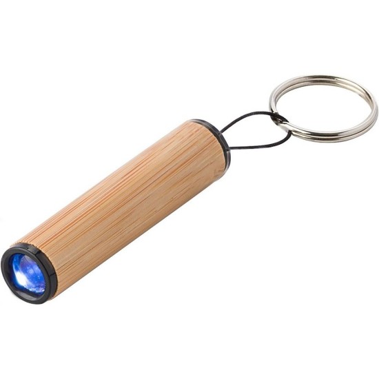 Брелок-ліхтарик бамбуковий, світлодіодне підсвічування, колір натуральний - V4896-17