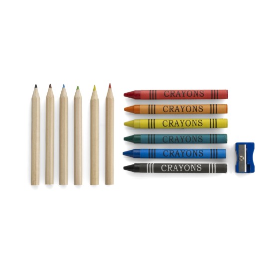 Набір кольорової крейди та кольорових олівців, точилка для олівців, колір натуральний - V6298-00