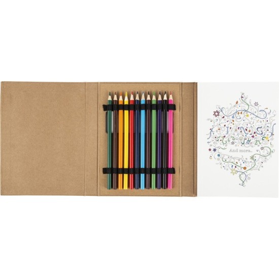 Книжка-розмальовка для дорослих, кольорові олівці, колір прозорий - V7344-00
