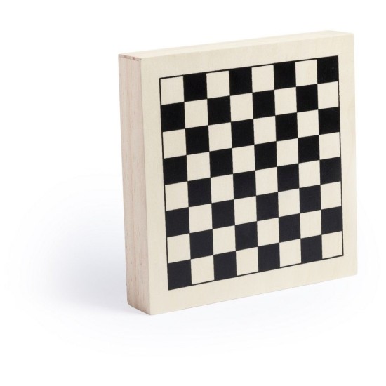 Набір з 4 ігор у дерев'яній коробці, колір натуральний - V7364-17