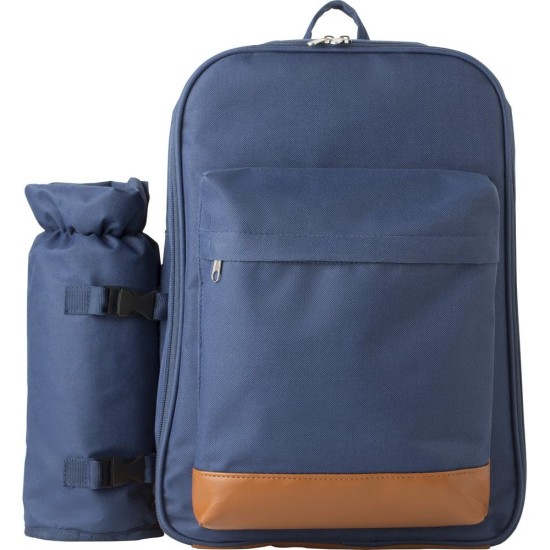 Рюкзак для пікніка, сумка-холодильник зі столовим приладдям на 4 особи, колір синій - V7815-11