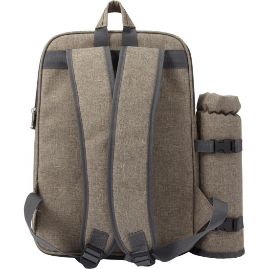 Рюкзак для пікніка, сумка-холодильник зі столовим приладдям на 4 особи, колір коричневий - V7815-16