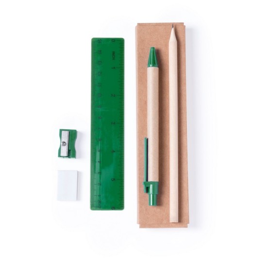 Еко-набір шкільний 5 в 1 в картонній коробці зелений - V7869-06