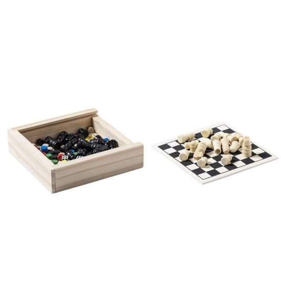 Набір ігровий у дерев'яній коробці 3 в 1, колір світло-коричневий - V8099-00