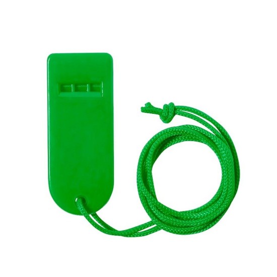 Свисток з шийним шнуром, колір зелений - V8365-06