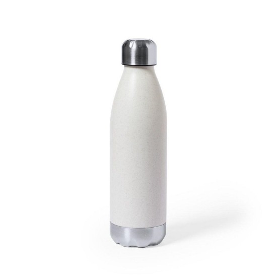 Пляшка спортивна 700 мл, кришка і дно з нержавіючої сталі, колір білий - V9395-00